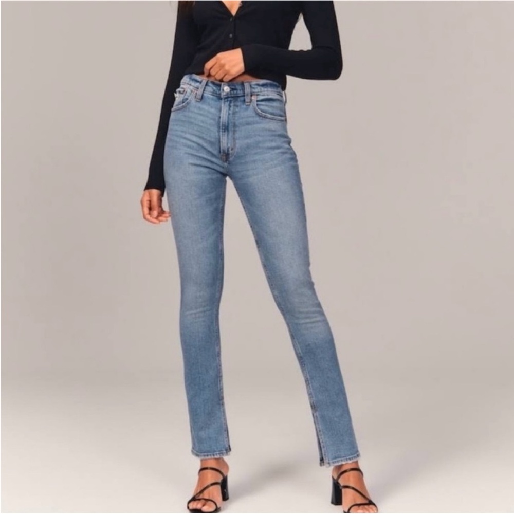 ABERCROMBIE & FITCH High Rise Split Hem Skinny Jeans Curve Love Size 2/26